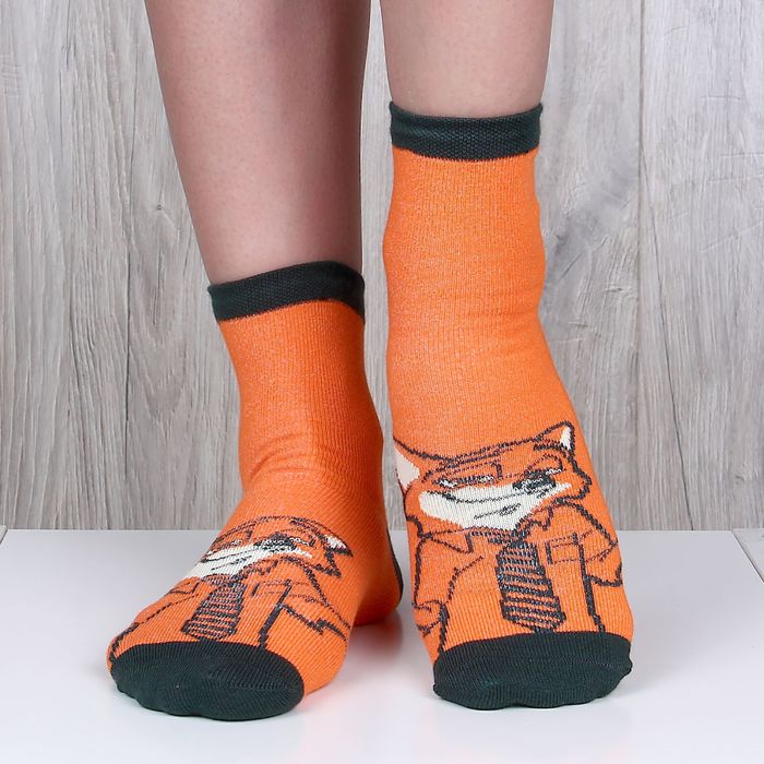 Носки детские "Хитрый Лис", Зверополис, 20-22 см, 10-12 лет, 80% хлопок, 17% полиамид, 3% эластан