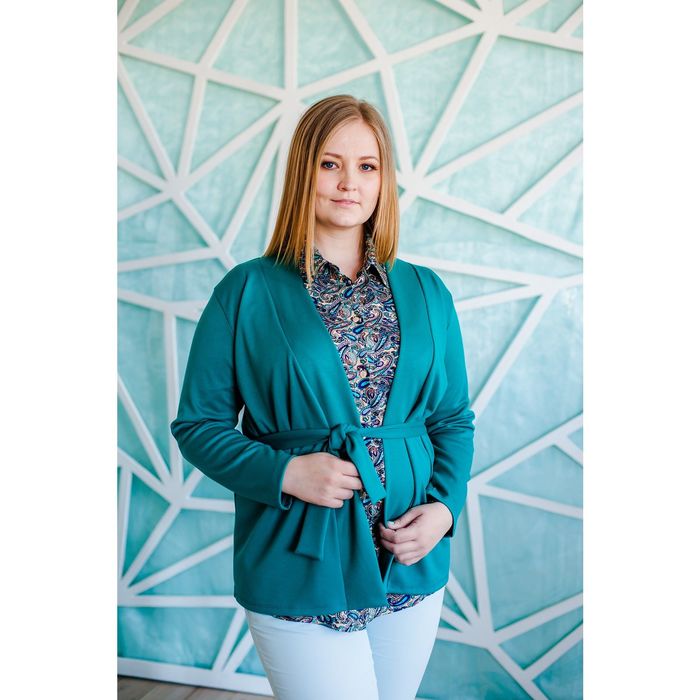 Кардиган женский Vera Nicco, размер 50 (XL), рост 168 см, цвет тёмно-бирюзовый (арт. 1521 С+)