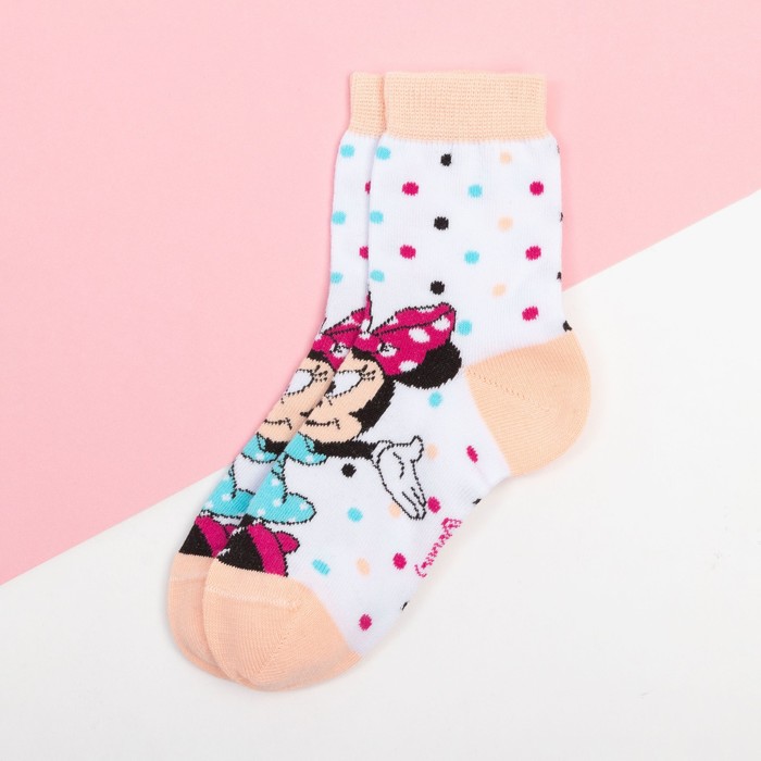 Носки детские "Конфети", Минни Маус, 22-24 см, 12-14 лет, 80% хлопок, 17% полиамид, 3% эластан