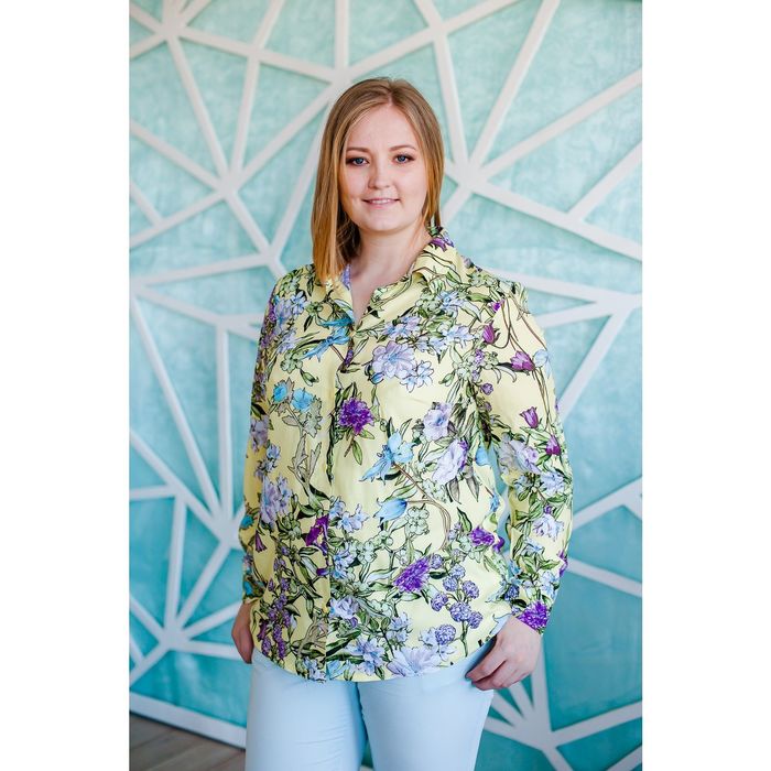 Блузка женская Vera Nicco, размер 54 (3XL), рост 168 см, цвет светло-жёлтый (арт. 1562 С+)