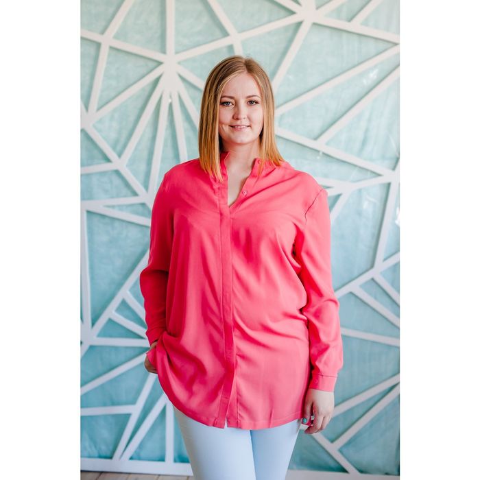 Блузка женская Vera Nicco, размер 50 (XL), рост 168 см, цвет кораллово-красный (арт. 1552 С+)