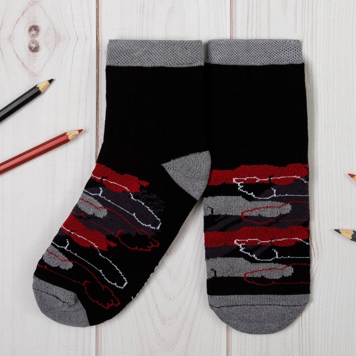 Носки детские "Молния", Тачки, 16-18 см, 4-6 лет, 80% хлопок, 17% полиамид, 3% эластан