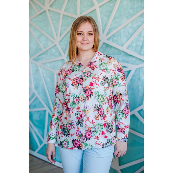 Блузка женская Vera Nicco, размер 52 (2XL), рост 168 см, цвет молочный/красный (арт. 1562 С+)