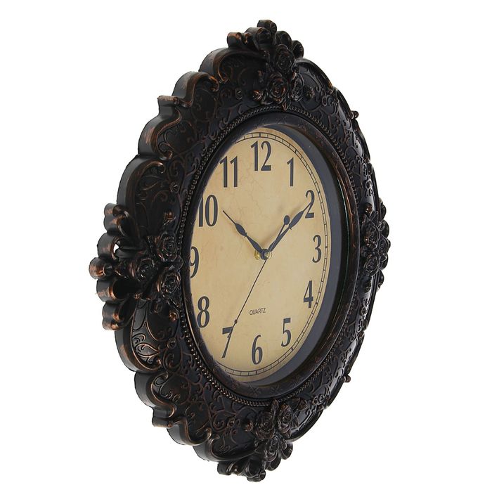 Часы настенные круглые "Завитки", d=43 см, лепнина, выпуклые края