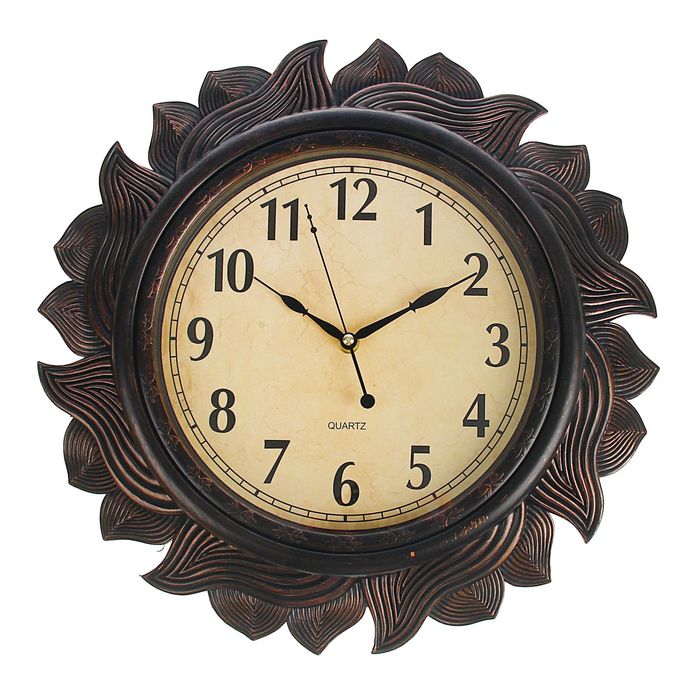 Часы настенные круглые "Тёмное солнце", d=40 см, циферблат бежевый