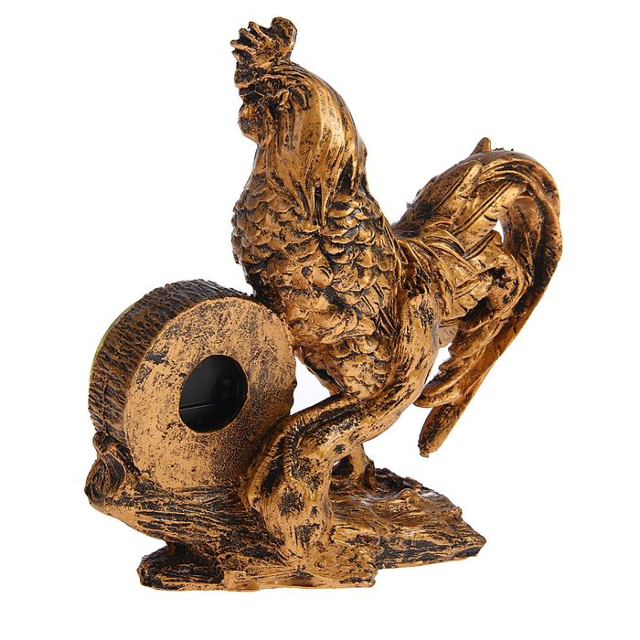 Часы настольные серия Полистоун. Птицы. Петушок-красавец 20*21см