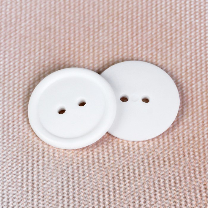 Пуговица, 2 прокола, 20мм, цвет белый