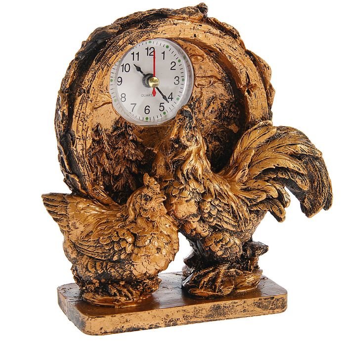 Часы настольные "Петух и курочка"