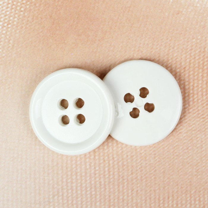 Пуговица, 4 прокола, плоская, 20мм, цвет белый