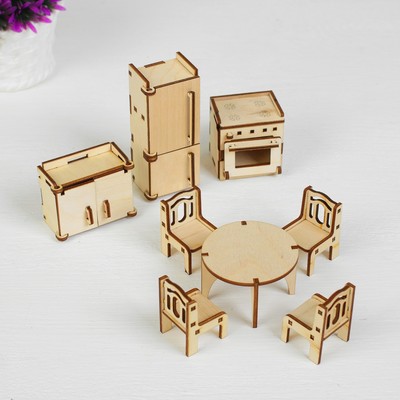 Набор деревянной мебели для кукол «Кухня», 10 предметов