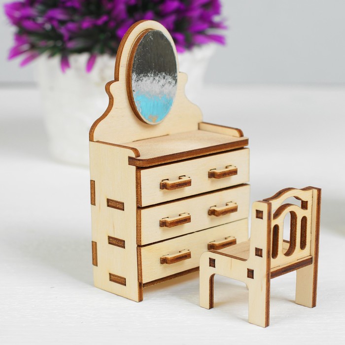 фото Набор деревянной мебели для кукол «спальня», 5 предметов polly