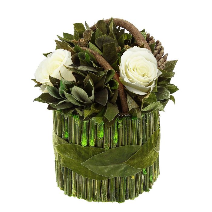 Декоративная композиция &quot;Корзинка Лиана&quot;, 14 х 14 х 18 см, белый