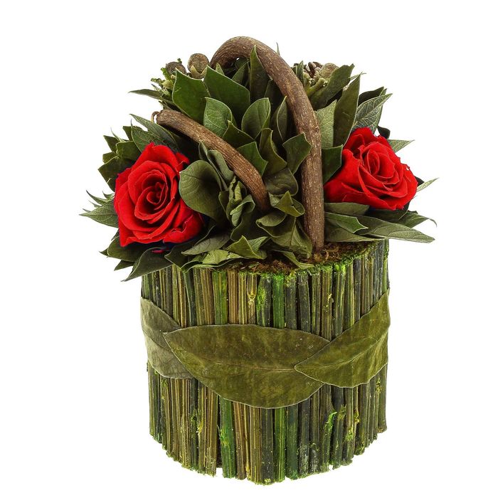 Декоративная композиция "Корзинка Лиана", 14 х 14 х 18 см, красный