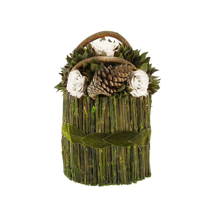 Декоративная композиция "Корзинка Лиана", 18 х 18 х 26,5 см, белый