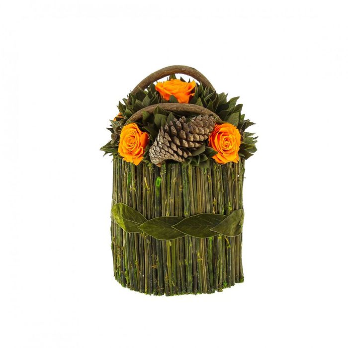 Декоративная композиция "Корзинка Лиана", 18 х 18 х 26,5 см, оранжевый