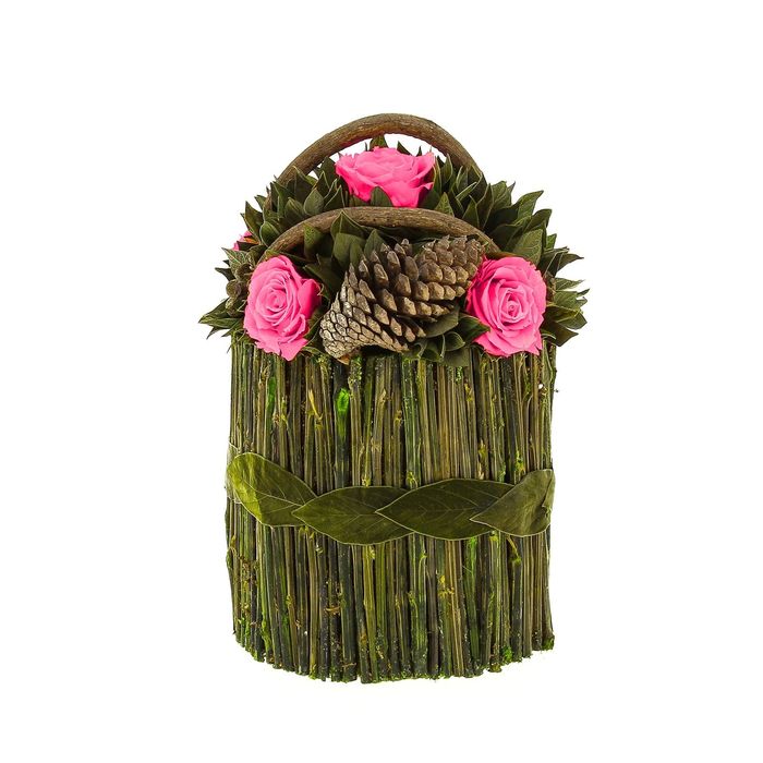 Декоративная композиция &quot;Корзинка Лиана&quot;, 18 х 18 х 26,5 см, розовый