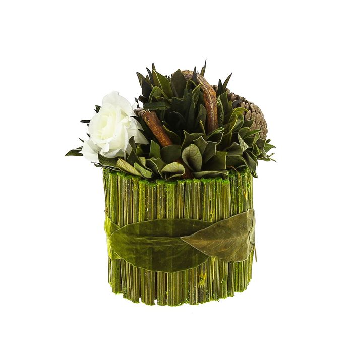 Декоративная композиция "Корзинка Лиана", 11 х 11 х 15 см, белый