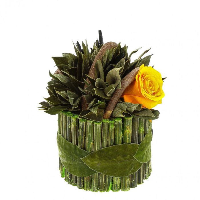 Декоративная композиция "Корзинка Лиана", 11 х 11 х 15 см, оранжевый