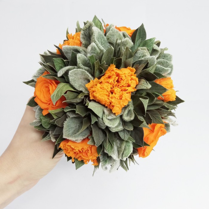 Декоративная композиция "Вельвет" малый, 14 х 14 х 15 см, оранжевый