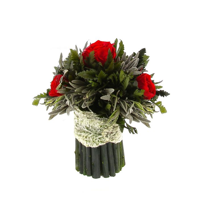 Декоративная композиция "Папоротник" малый, 14 х 14 х 15 см, красный