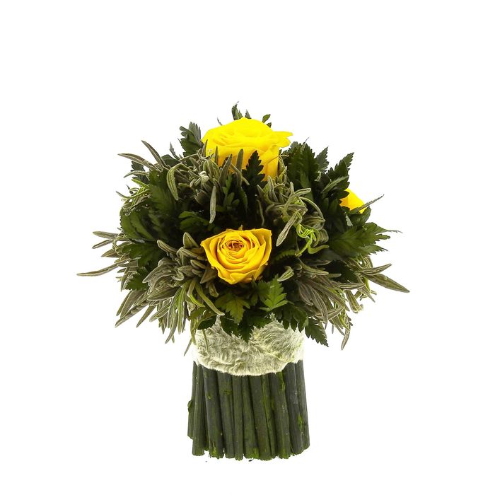 Декоративная композиция "Папоротник" малый, 14 х 14 х 15 см, желтый