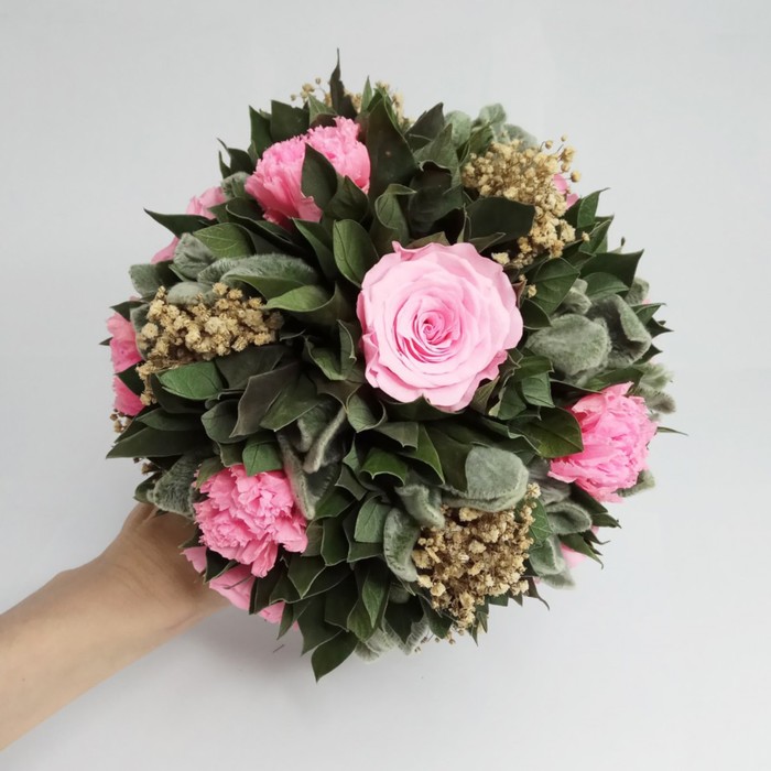 Декоративная композиция "Чистец", 18 х 18 х 18,5 см, розовый