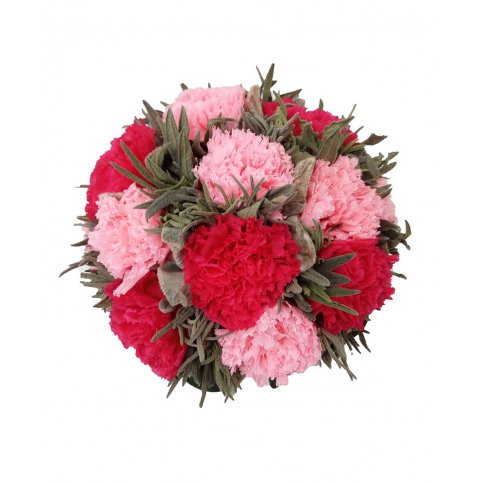 Декоративная композиция "Симфония гвоздики", 20 х 20 х 20 см, красный, розовый