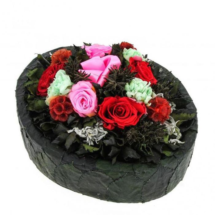 Декоративная композиция "Аврора", 24,5 х 19 х 12 см, красный, розовый