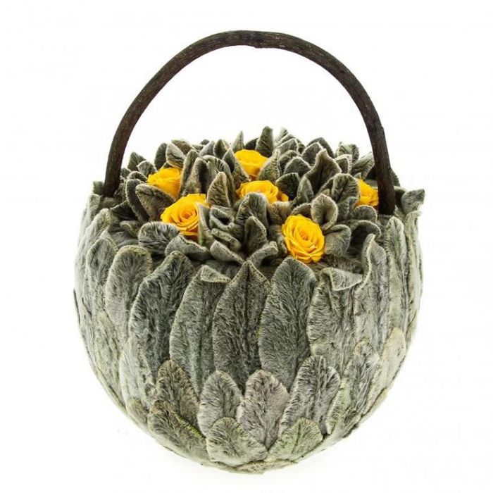 Декоративная композиция "Петит чистец" большая, 15 х 15 х 23 см, желтый