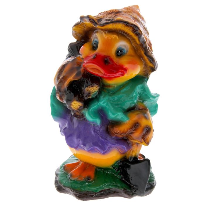 Садовая фигура "Утка дровосек" глянец, жёлтая