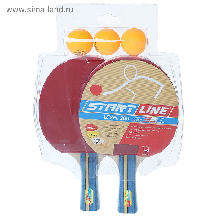 Набор для настольного тенниса, 2 ракетки Level 200, 3 мяча Club Select набор для настольного тенниса start line club select белый