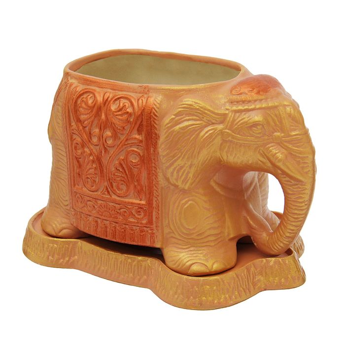 Фигурное кашпо "Слоник" акрил, золотое, 1,8 л