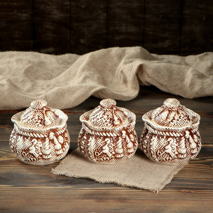 Бочонки для сыпучих "Мешочки" 3 предмета 0,2/0,1 л