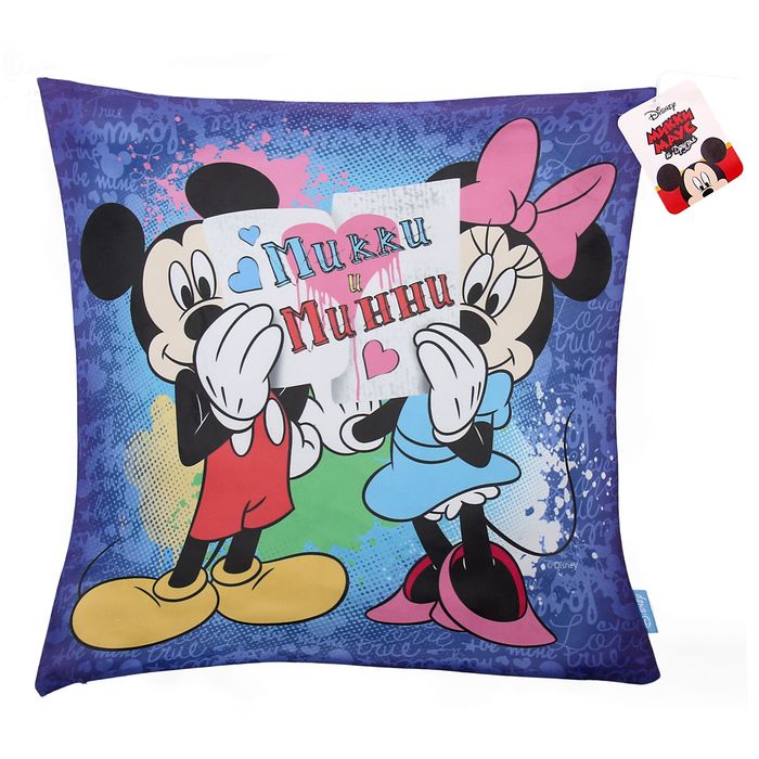 Наволочка декоративная Микки Маус и друзья "Микки и Минни", 40х40 см, 100% п/э велюр