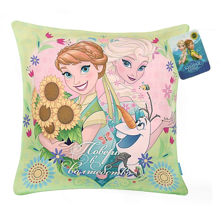 Наволочка декоративная Холодное сердце "Поверь в волшебство", 40х40 см, 100% п/э велюр