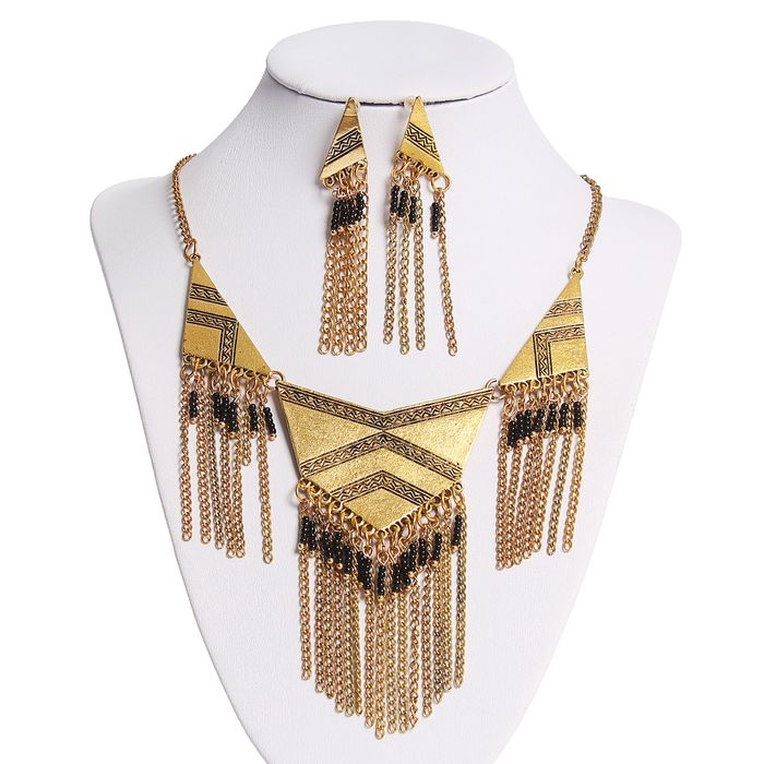Набор 2 предмета: серьги, колье "Мифы Египта", цвет черный в чернёном золоте