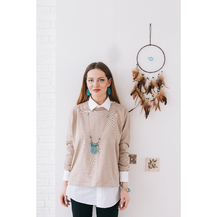 Кулон "Каскад", цвет морской в серебре