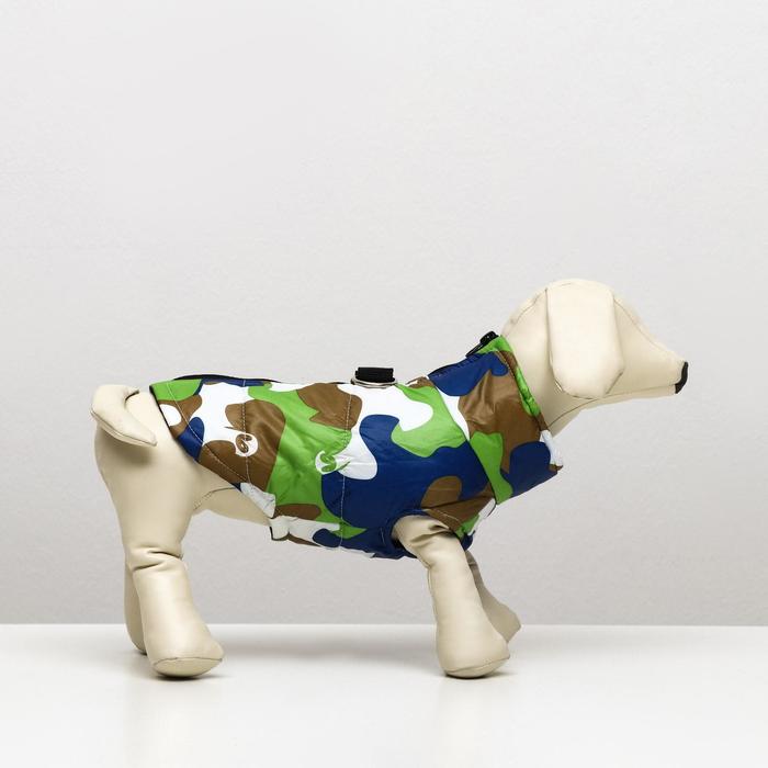 Куртка на синтепоне с креплениями для поводка, размер S (ОГ 35 см, ДС 23,5 см), хаки