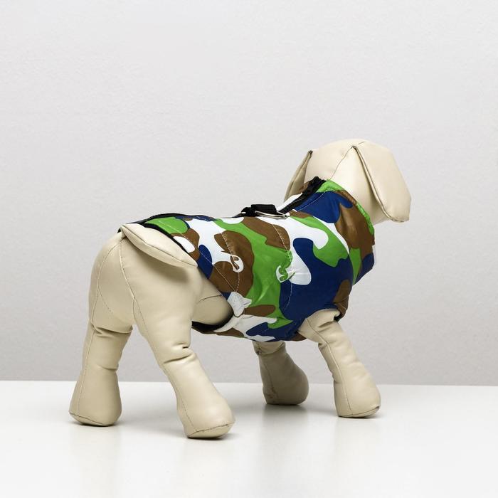 Куртка на синтепоне с креплениями для поводка, размер S (ОГ 35 см, ДС 23,5 см), хаки