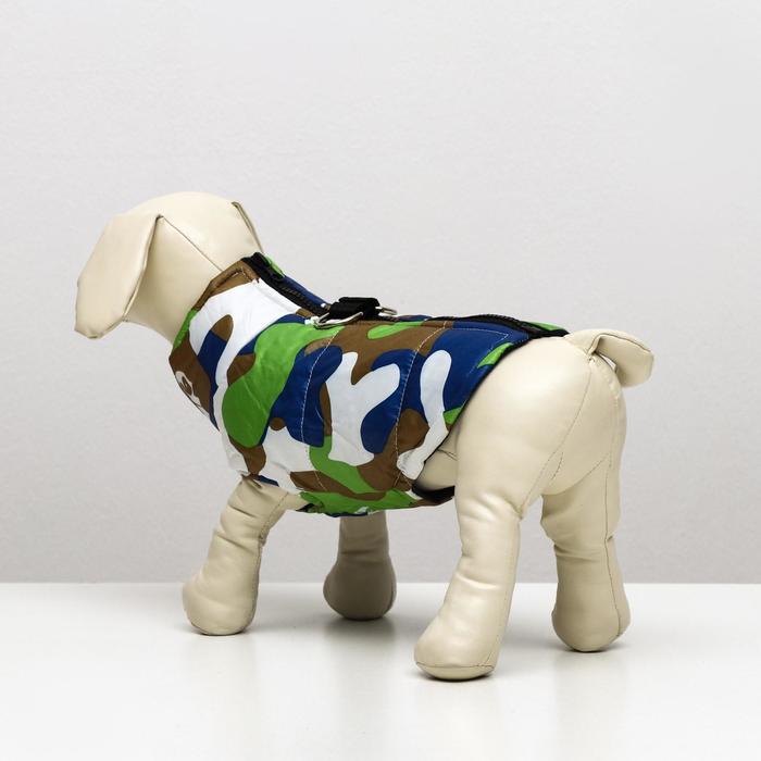 Куртка на синтепоне с креплениями для поводка, размер S (ОГ 35 см, ДС 23,5 см), хаки