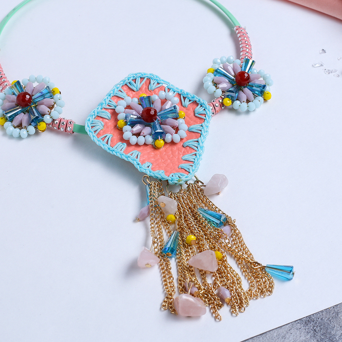 Колье "Этника", крупное, цветное