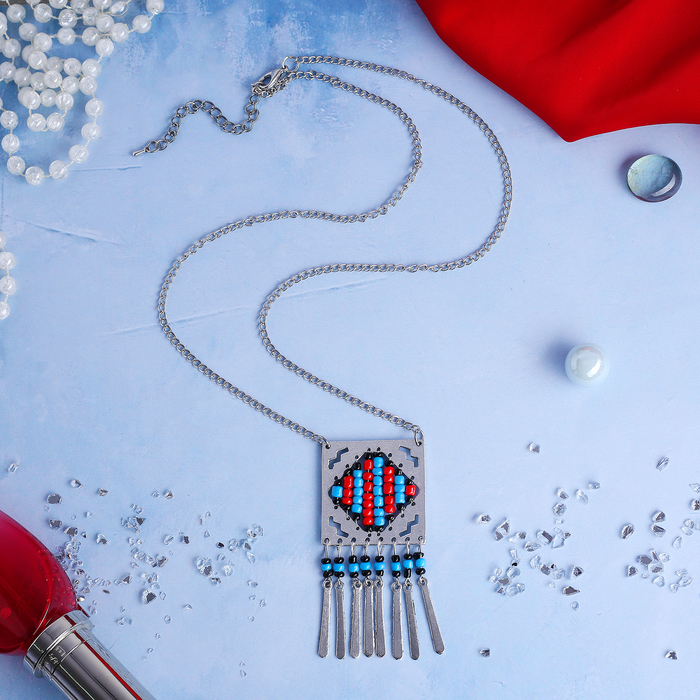 Кулон "Мифы Египта" цвет оранжево-морской в серебре