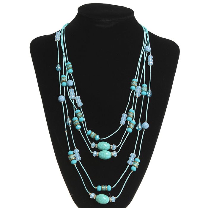 Бусы 5 ярусов "Летнее настроение", цвет морской, 70см