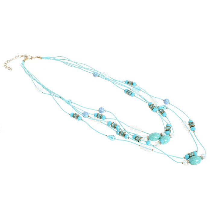 Бусы 5 ярусов "Летнее настроение", цвет морской, 70см