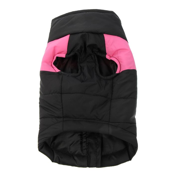 Куртка на синтепоне с креплениями для поводка, размер XL (ОГ 53 см, ДС 39 см), черная с розовым