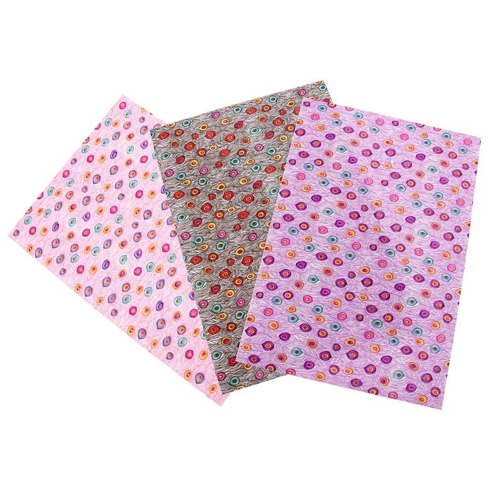 Ткань на клеевой основе для скрапбукинга "Павлинье перо" (в наборе 3 листа)