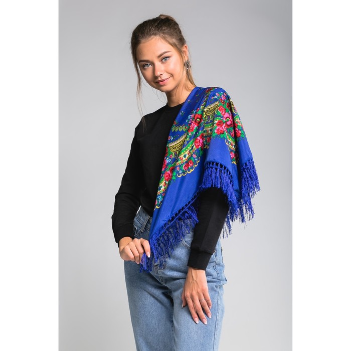 Платок многоцветный с бахромой Этель "Новогодние забавы", размер 70х70 см, принт дартмутский