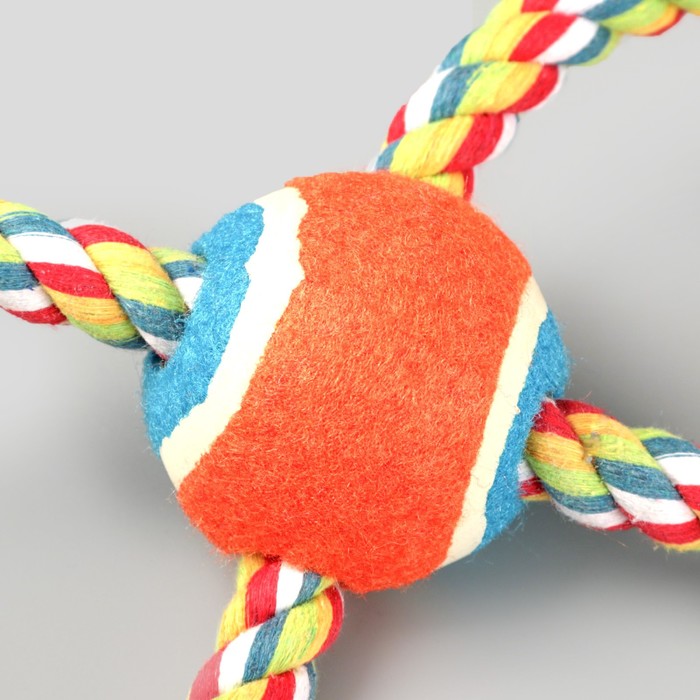 фото Игрушка канатная "восьмерка с мячом посередине", 140-160 г, 24-30 см, микс цветов пижон