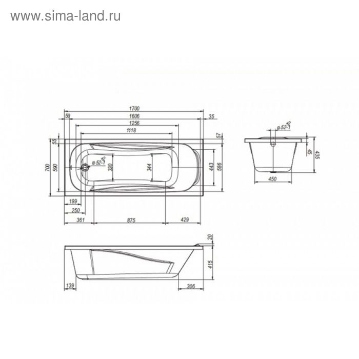 

Ванна акриловая Loranto Arctica 170х70 см, на каркасе с панелью