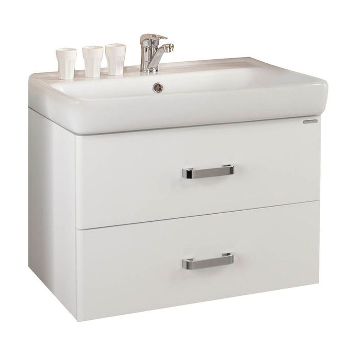 Комплект: тумба Акватон "Америна 80", цвет белый глянец, раковина "Тигода 80"